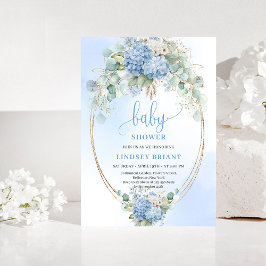 Garden Boho Blue Floral Baby Shower Invitation 招待状