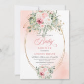 Garden Boho Blush Roses Girl Baby Shower Invites 招待状 (正面)