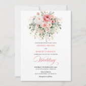 Garden Boho Blush Roses Wedding Invitation 招待状 (正面)