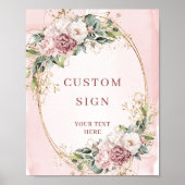 Garden Boho Dusty Pink Floral Custom Sign ポスター (正面)