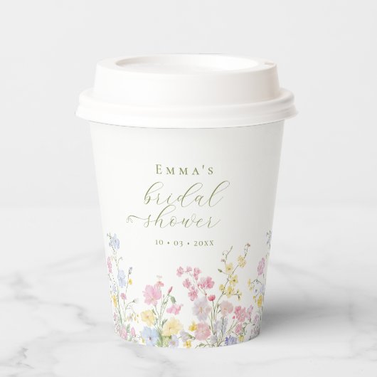 Garden Boho Wildflowers Bridal shower 紙コップ (正面)