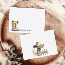 Garden Boots Sunflower Monogram Personalized  ノートカード