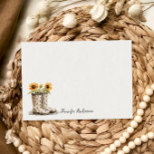 Garden Boots Sunflower Monogram Personalized  ノートカード