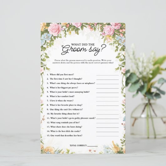 Garden Bridal Shower What did the Groom Say Game (スタンド正面)