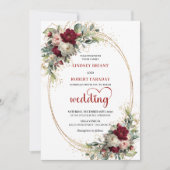 Garden Burgundy Bohemian Floral Wedding Invite 招待状 (正面)