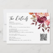Garden Burgundy Script calligraphy Details Wedding 招待状 (裏面)