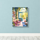 Garden Cafe | Botanical Watercolor Painting キャンバスプリント (インサイチュ (ウッドフロア))