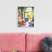 Garden Cafe | Botanical Watercolor Painting キャンバスプリント (インサイチュ (リビング))