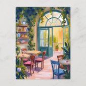 Garden Cafe | Botanical Watercolor Painting ポストカード (正面)