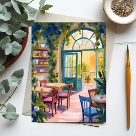 Garden Cafe | Botanical Watercolor Painting ポストカード