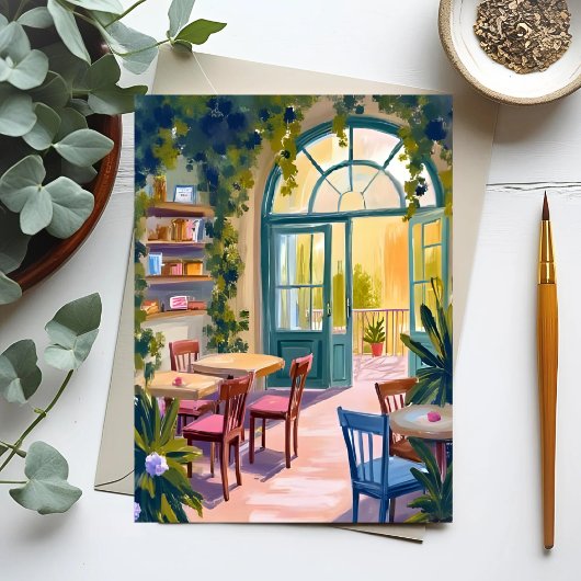 Garden Cafe | Botanical Watercolor Painting ポストカード