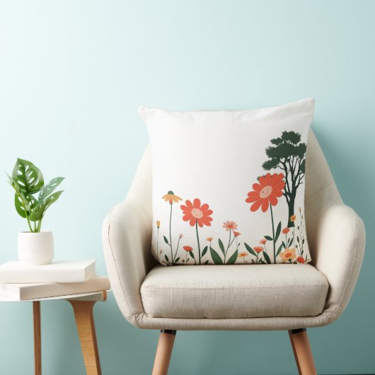Garden Charm – Colorful Botanical Pillow クッション (椅子)
