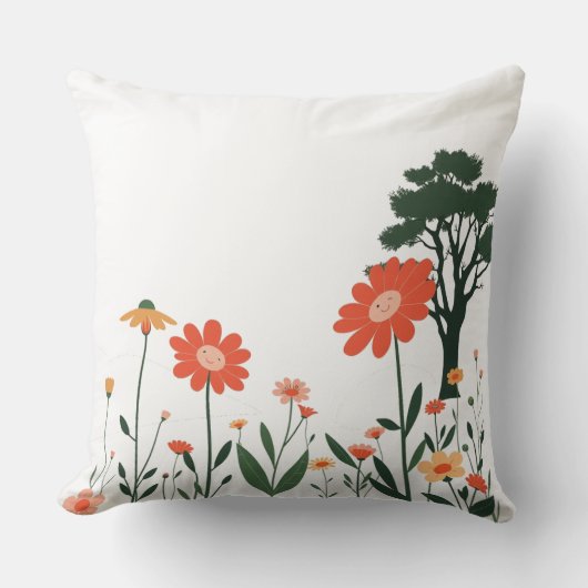 Garden Charm – Colorful Botanical Pillow クッション (正面)
