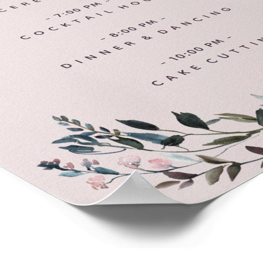 Garden Crest Mauve Purple Floral Wedding Program ポスター (角)