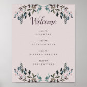 Garden Crest Mauve Purple Floral Wedding Program ポスター (正面)