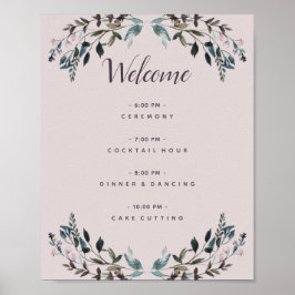 Garden Crest Mauve Purple Floral Wedding Program ポスター