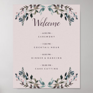 Garden Crest Mauve Purple Floral Wedding Program ポスター