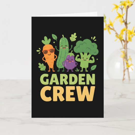Garden Crew Vegetable Characters funny カード (黄色い花)