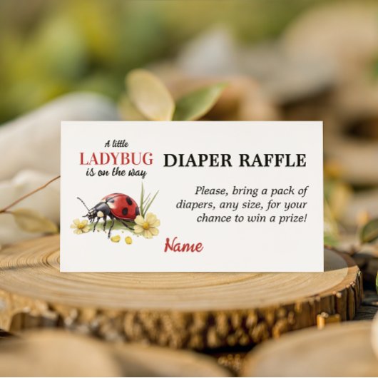 Garden Daisy Little Ladybug Baby Shower Diaper エンクロージャーカード