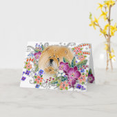 GARDEN DANCE Chow – サンドラ・ミラーによるアートカード カード (黄色い花)