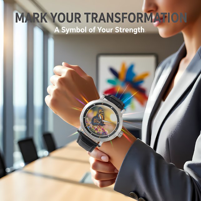 Garden Dawn" - Vibrant Butterfly & Floral  腕時計 (クリエイターアップロード済み)