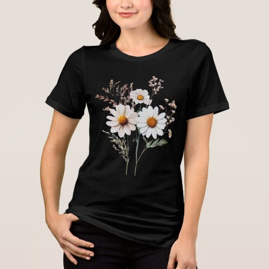Garden Delight Bouquet of Daisies Tshirt トライブレンドＴシャツ (正面)