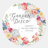 Garden Disco Bachelorette Favor Stickers ラウンドシール (正面)