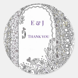 Garden Door Floral Wedding Thank You Classic ラウンドシール
