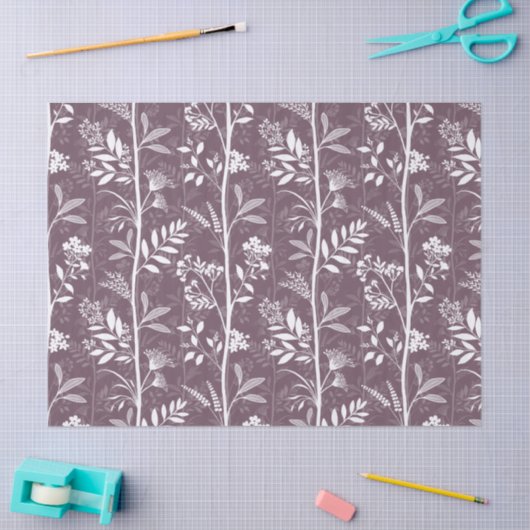 Garden Dream Elegant botanical silhouette - plum 薄葉紙 (クラフト)