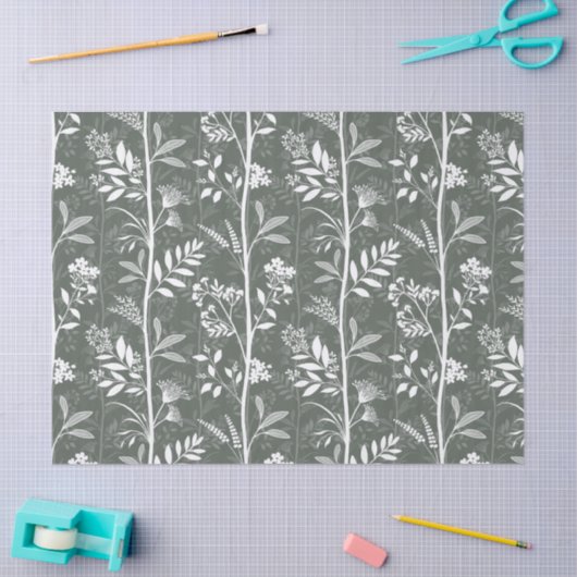 Garden Dream Elegant Botanicals - forest green 薄葉紙 (クラフト)