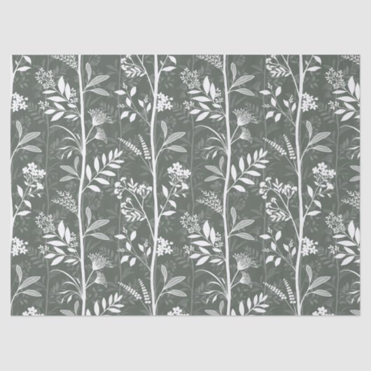 Garden Dream Elegant Botanicals - forest green 薄葉紙 (正面)