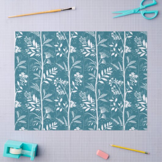 Garden Dream Elegant Botanicals - turquoise 薄葉紙 (クラフト)