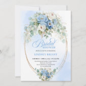 Garden Dusty Blue Peony Eucalyptus Bridal Shower  招待状 (正面)