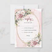 Garden Dusty Pink Greenery Wedding RSVP (正面)