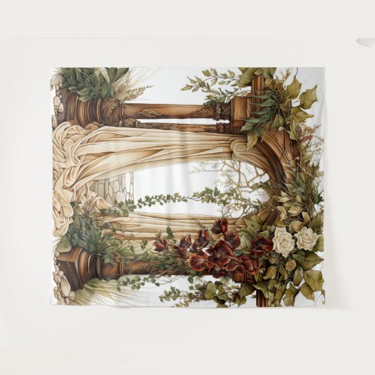 Garden Elegance Custom Wedding Backdrop タペストリー (正面(横))