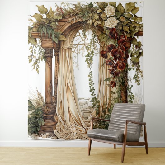 Garden Elegance Custom Wedding Backdrop タペストリー (インサイチュ)