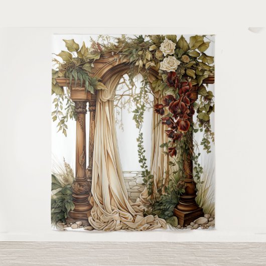 Garden Elegance Custom Wedding Backdrop タペストリー (正面)