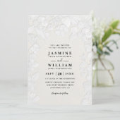 Garden Embossed Floral Elegant QR Code Wedding 招待状 (スタンド正面)