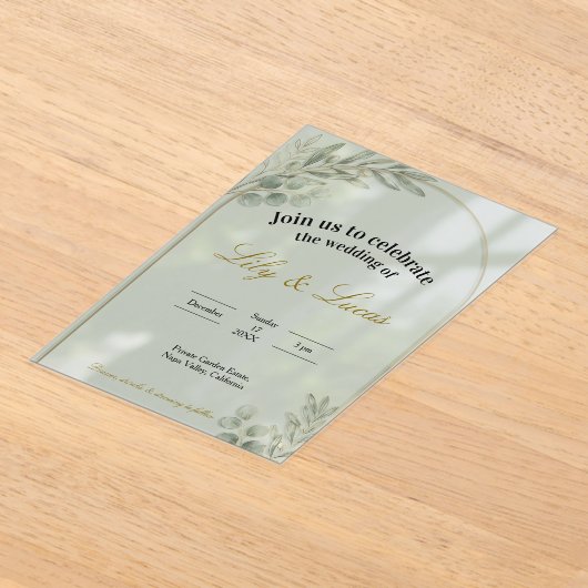 Garden Estate Wedding Invitation – Acrylic Minimal アクリル招待状 (レイダウン)