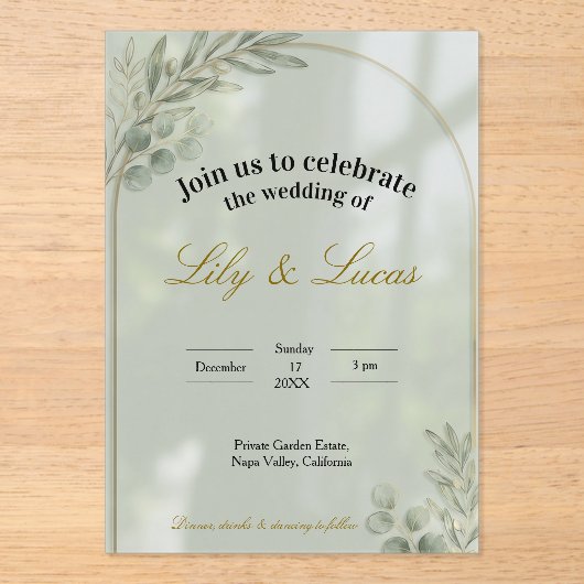 Garden Estate Wedding Invitation – Acrylic Minimal アクリル招待状 (正面)