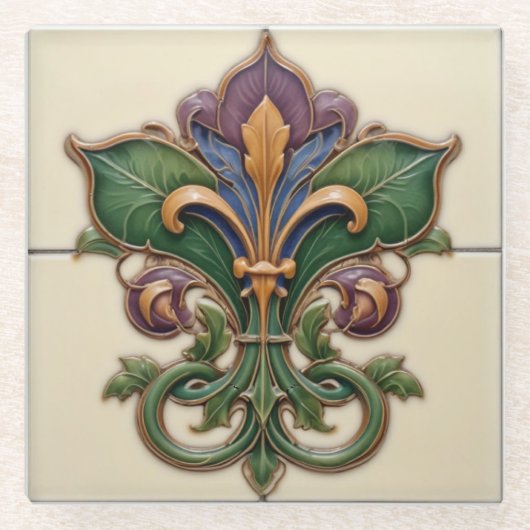 Garden Fleur-de-Lis Coaster ガラスコースター (正面)