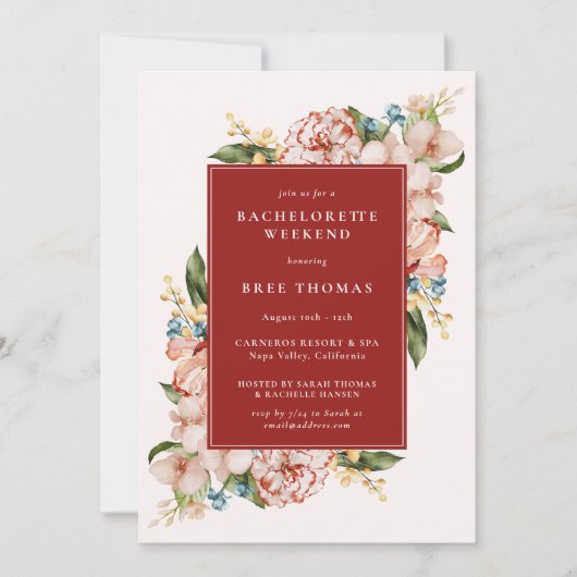Garden Floral Bachelorette Weekend 招待状 (正面)
