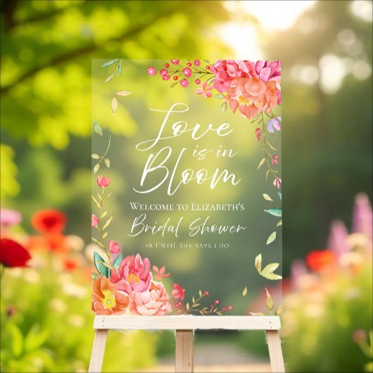 Garden Floral Bridal Shower Welcome Acrylic Sign アクリルサイン