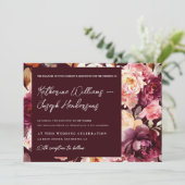 Garden Floral Burgundy Script calligraphy Wedding 招待状 (スタンド正面)