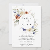 Garden Floral Circle Frame Wedding 招待状 (正面)