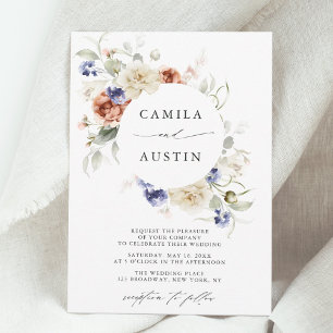 Garden Floral Circle Frame Wedding 招待状