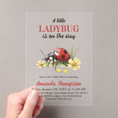 Garden Floral Daisy A Little Ladybug Baby Shower アクリル招待状 (インサイチュ (ポータブル))