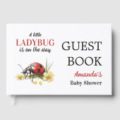 Garden Floral Daisy Cute Red Ladybug Baby Shower ゲストブック (正面)