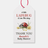 Garden Floral Daisy Little Ladybug Baby Shower ギフトタグ (正面)