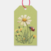 Garden Floral Daisy Little Ladybug Baby Shower ギフトタグ (裏面)